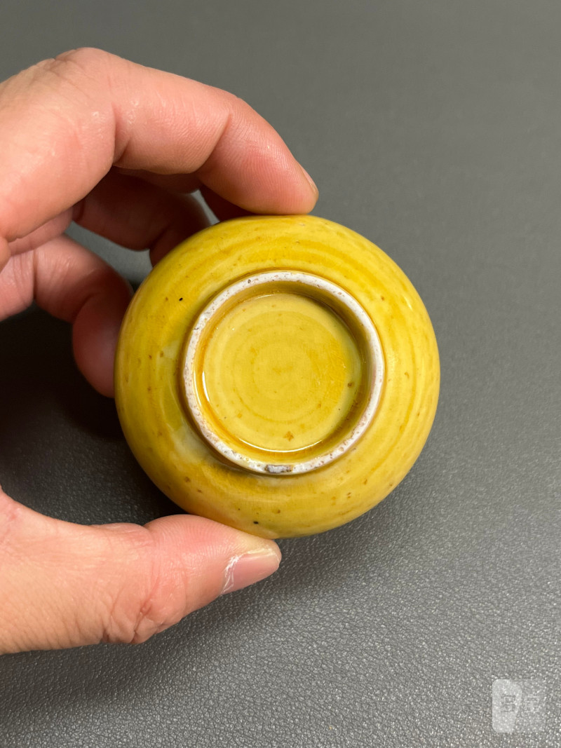 清康熙 黄釉水盂（带木座） - 图11